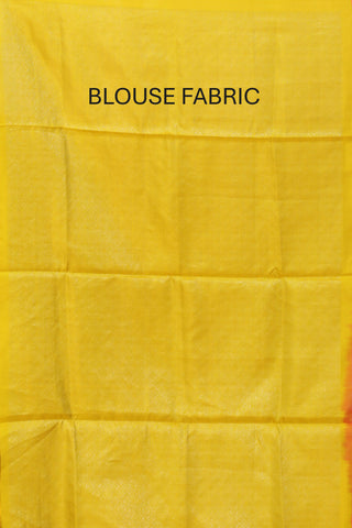 Sunset Pink and Lemon Yellow Kanjivaram Silk Saree
