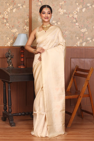 Light Gold Pure Kanjivaram Silk Saree