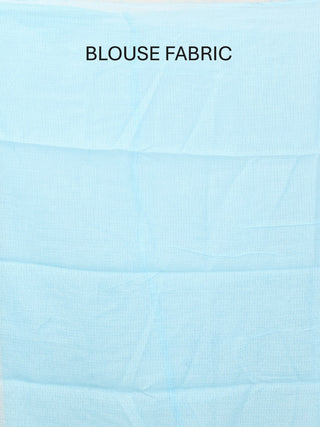 Blue Cotton Kota Doria Saree with Machine Embroidery