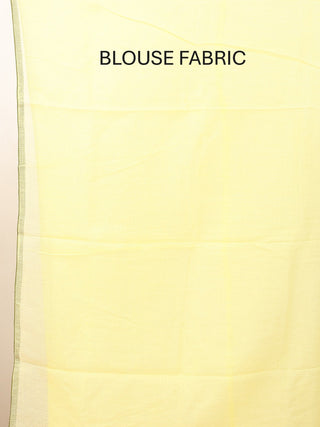 Yellow Cotton Kota Doria Saree with Machine Embroidery