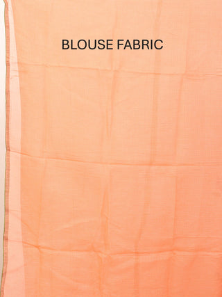 Peach Cotton Kota Doria Saree with Machine Embroidery