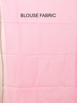 Pink Cotton Kota Doria Saree with Machine Embroidery
