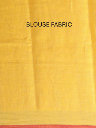 Golden Yellow Linen Jamdani Saree With Running Blouse