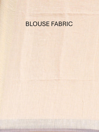 Sandal Hand Woven Pure Linen Saree With Temple Border