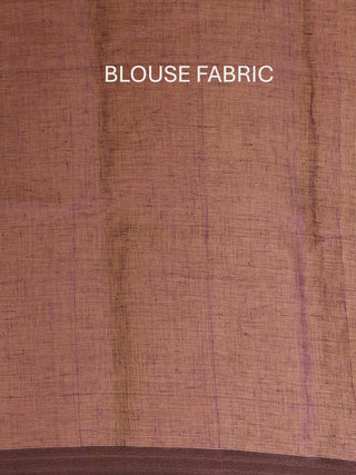 Deep Purple Blended Linen Saree With Dhakai Jamdani Border
