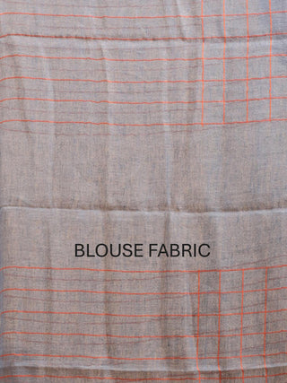 Grey Hand Woven Pure Linen Saree With A Silver Zari Border