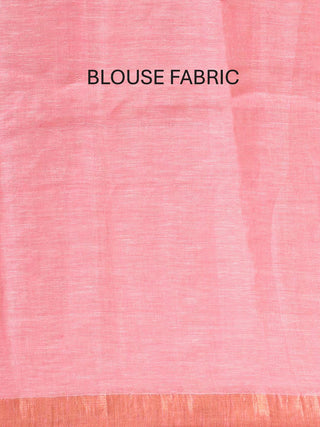 Lotus Pink Linen-Cotton Handloom Saree With Jamdani Weaves