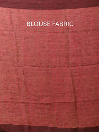 Rust Pure Linen-Cotton Saree With Jute Woven Pallu