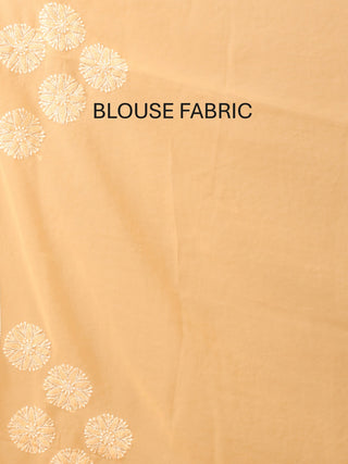 Light Yellow Georgette Saree with Hand Lucknowi Embroidery