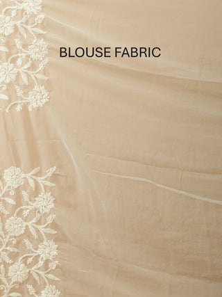 Aqua Blue Georgette Saree With All Over Hand Lucknowi Embroidery