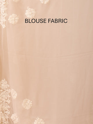 Baby Pink Georgette Saree with Hand Lucknowi Embroidery