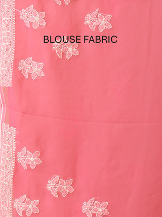 Fuchsia Georgette Saree with Hand Lucknowi Thread Work