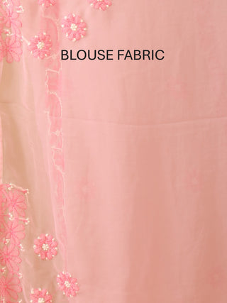 Pink Georgette Saree with Hand Lucknowi Embroidery