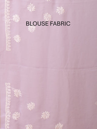 Lavender Georgette Saree with Hand Lucknowi Thread Work