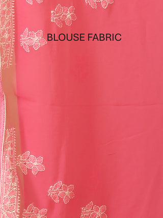 Fuchsia Georgette Saree with Hand Lucknowi Embroidery