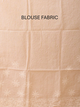 Baby Pink Pure Cotton Kota Saree with Hand Lucknowi Embroidery