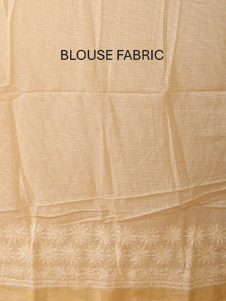 Sandal Colour Pure Cotton Kota Saree with Hand Lucknowi Embroidery