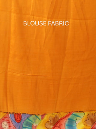 Chocolate Brown Murshidabad Pure Silk Saree With Colourful Hand Painting