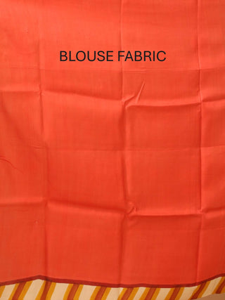 Off-White Murshidabad Pure Silk Saree With Colourful Hand Painting