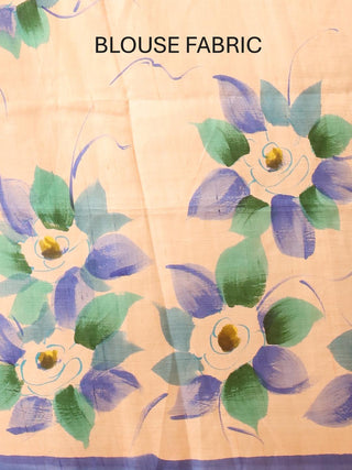 Light Peach Murshidabad Pure Silk Saree With Sophisticated Hand Painting