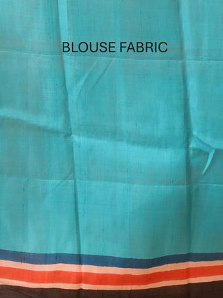 Peachish Pink Murshidabad Pure Silk Saree With Hand Painting