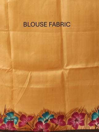 Sandal Murshidabad Pure Silk Saree With Colourful Hand Painting