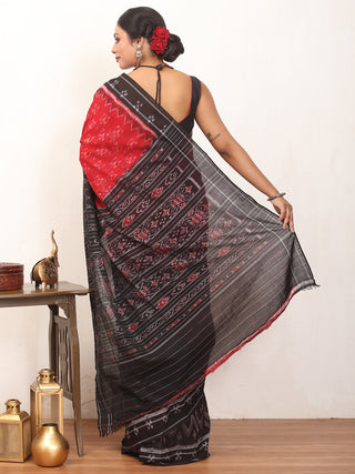 Red And Black Odisha Pure Handloom Cotton Saree (Body Bandha Design)