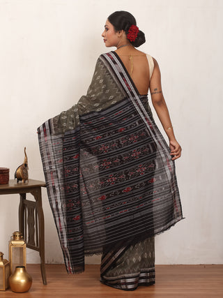 Grey And Black Handwoven Odisha Pure Handloom Cotton Saree