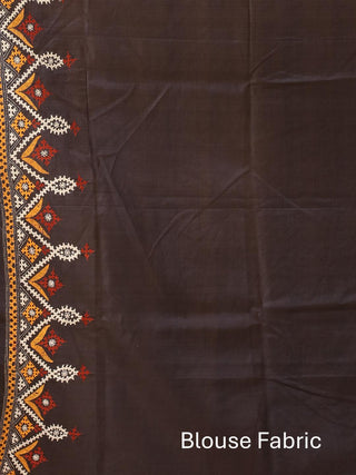 Midnight Blue Bangalore Pure Silk Saree With Gujarati Hand Embroidery