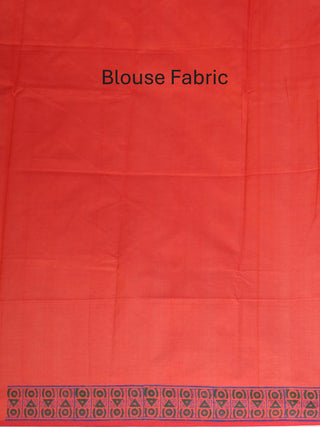 Red Polycotton Saree With Hand Block Print