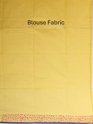Lemon Yellow Polycotton Saree With Hand Block Print