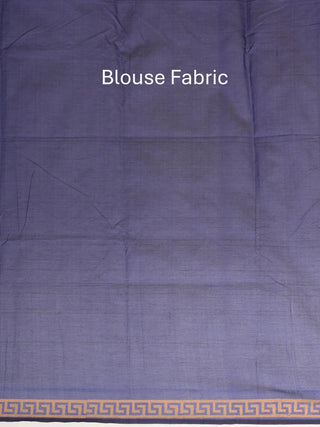 Navy Blue Polycotton Saree With Hand Block Print