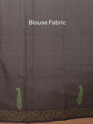 Black Polycotton Saree With Hand Block Print