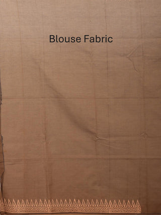 Coffee Brown Polycotton Saree With Hand Block Print