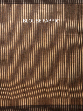 Beige Bhagalpur Ghicha Tussar Silk Block Printed Saree
