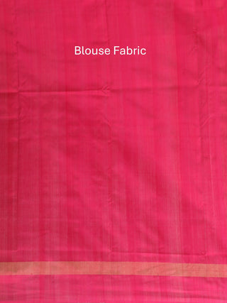 Grey And Fuchsia Pochampally Handwoven Silk Saree with Elegant Ikkat Weaves