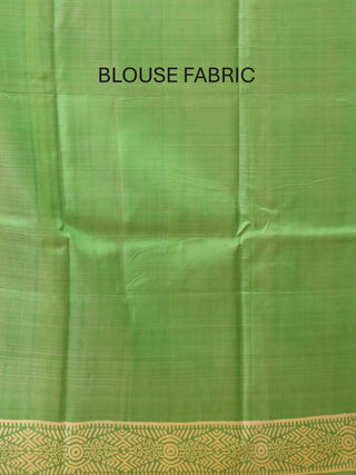 Green Pure Tussar Silk Saree with Hand Block Prints