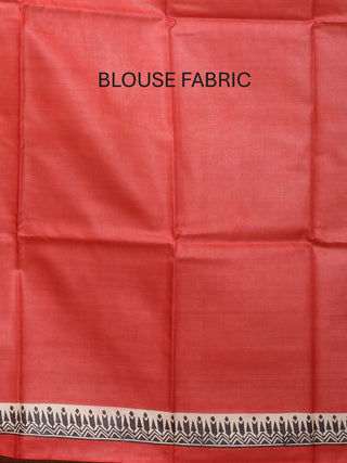 Beige Pure Tussar Silk Saree with Hand Block Prints
