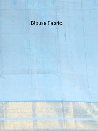 Royal Blue And Turquoise Blue Kanchipuram Silk Cotton Saree