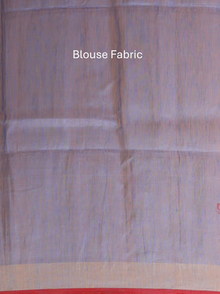 Blue Handloom Silk Linen Saree with Vibrant Floral Pallu