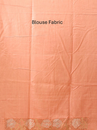 Light Peach Tussar Silk Saree With Embroidery And Cutwork