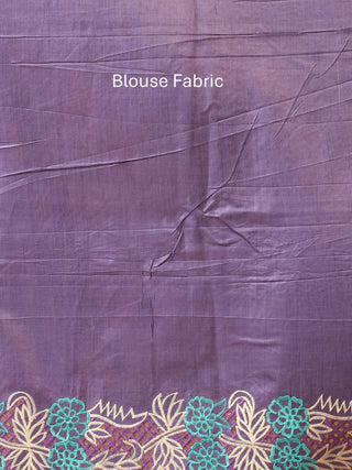 Teal Tussar Silk Saree With Embroidery And Cutwork