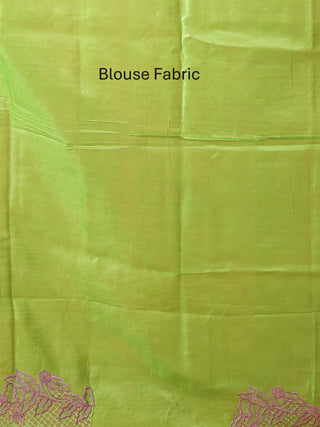 Mauve Tussar Silk Saree With Embroidery And Cutwork