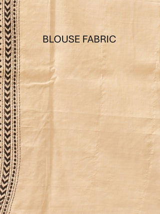 Natural Tussar Silk Saree with Warli Kantha Embroidery