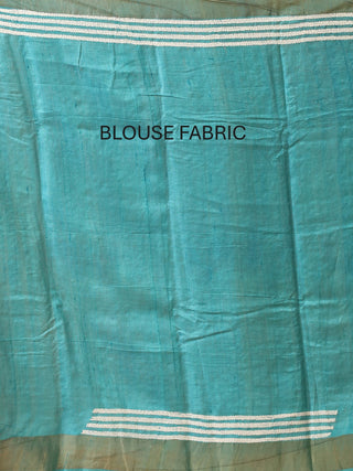 Black Rust and Teal Zari Tussar Silk Saree with Kantha Embroidery