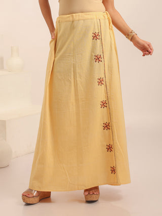 Handloom Cotton Long Skirt With Hand Embroidery