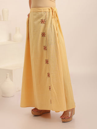 Handloom Cotton Long Skirt With Hand Embroidery
