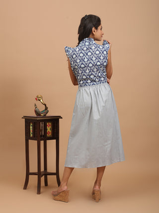 Grey Cotton Wrap Skirt With Elasticated Waist