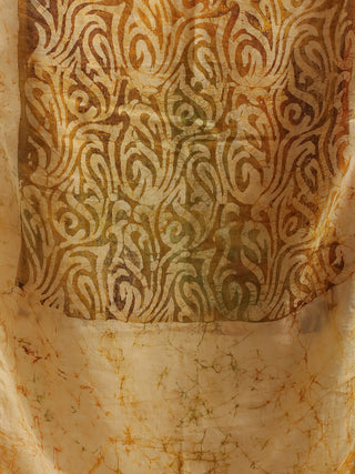 Mustard Swirl Batik Pure Silk Stole