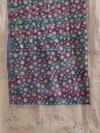 Pink-Moss Pure Mul Cotton Stole with Hand Batik